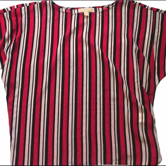 Michael KORS Women’s Pink Striped Oversized Blouse - Picture 2 of 9